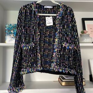 Zara Tweed knit Blazer With Tags